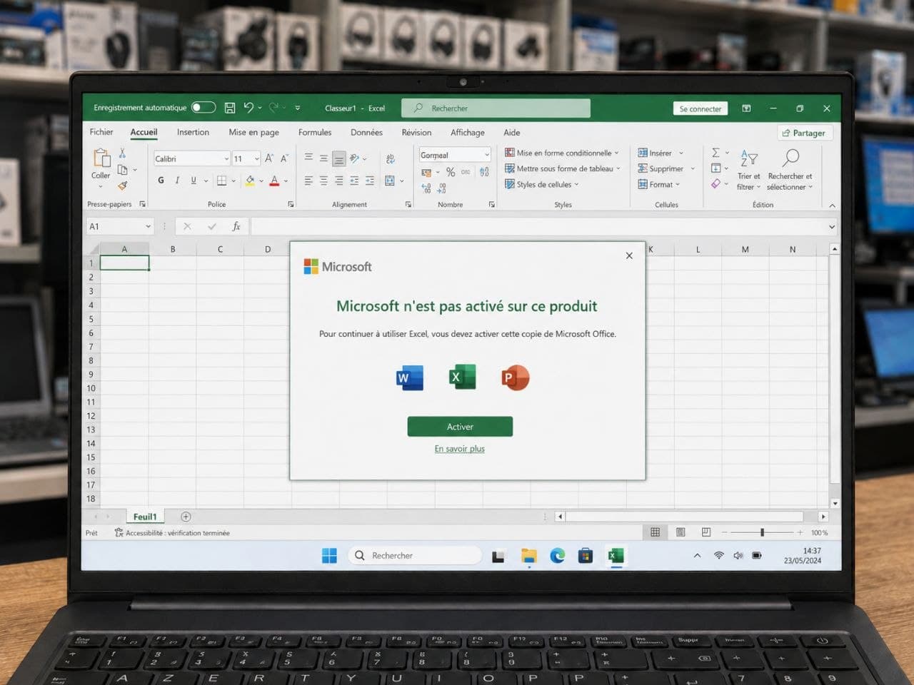 Excel — Microsoft n'est pas activé