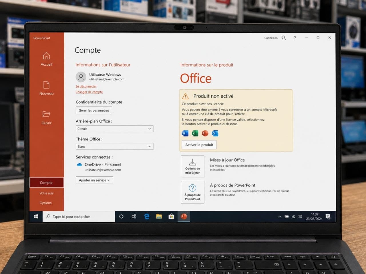 PowerPoint — produit non activé