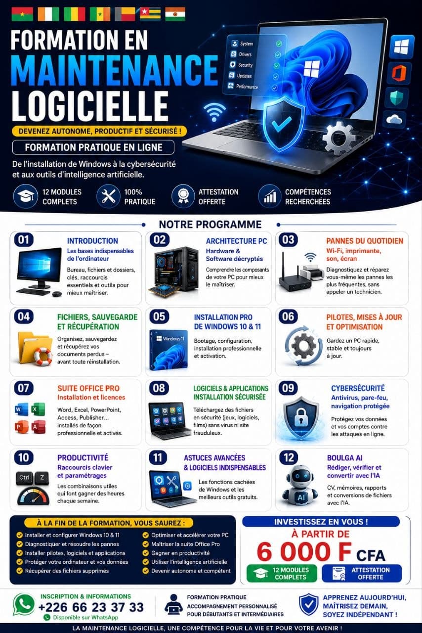 Formation Maintenance Logicielle — Devenez autonome sur votre PC