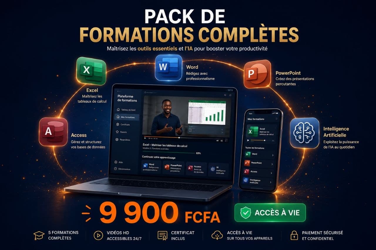 Pack de Formations Complètes — Excel, Word, PowerPoint, Access, IA